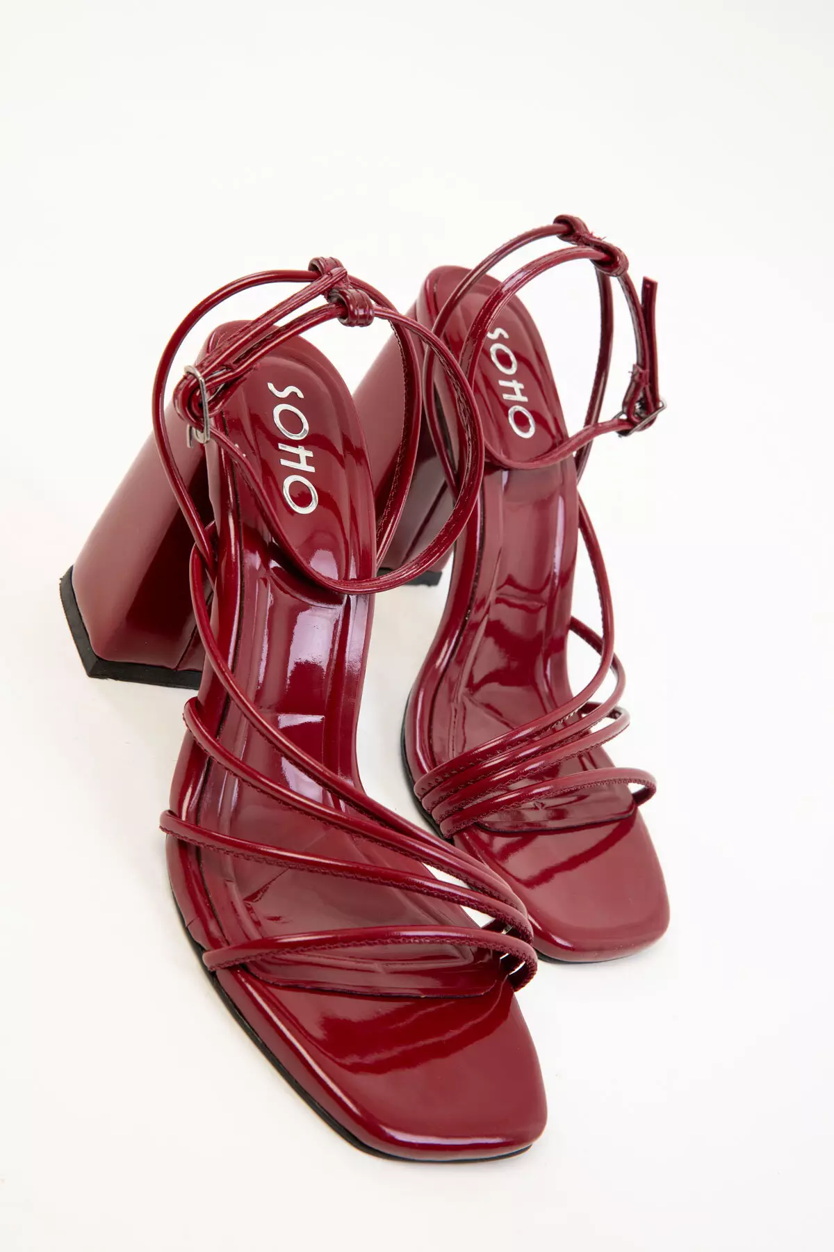 Claret Red Patent Leather Women's Classic Heeled Shoes 20282