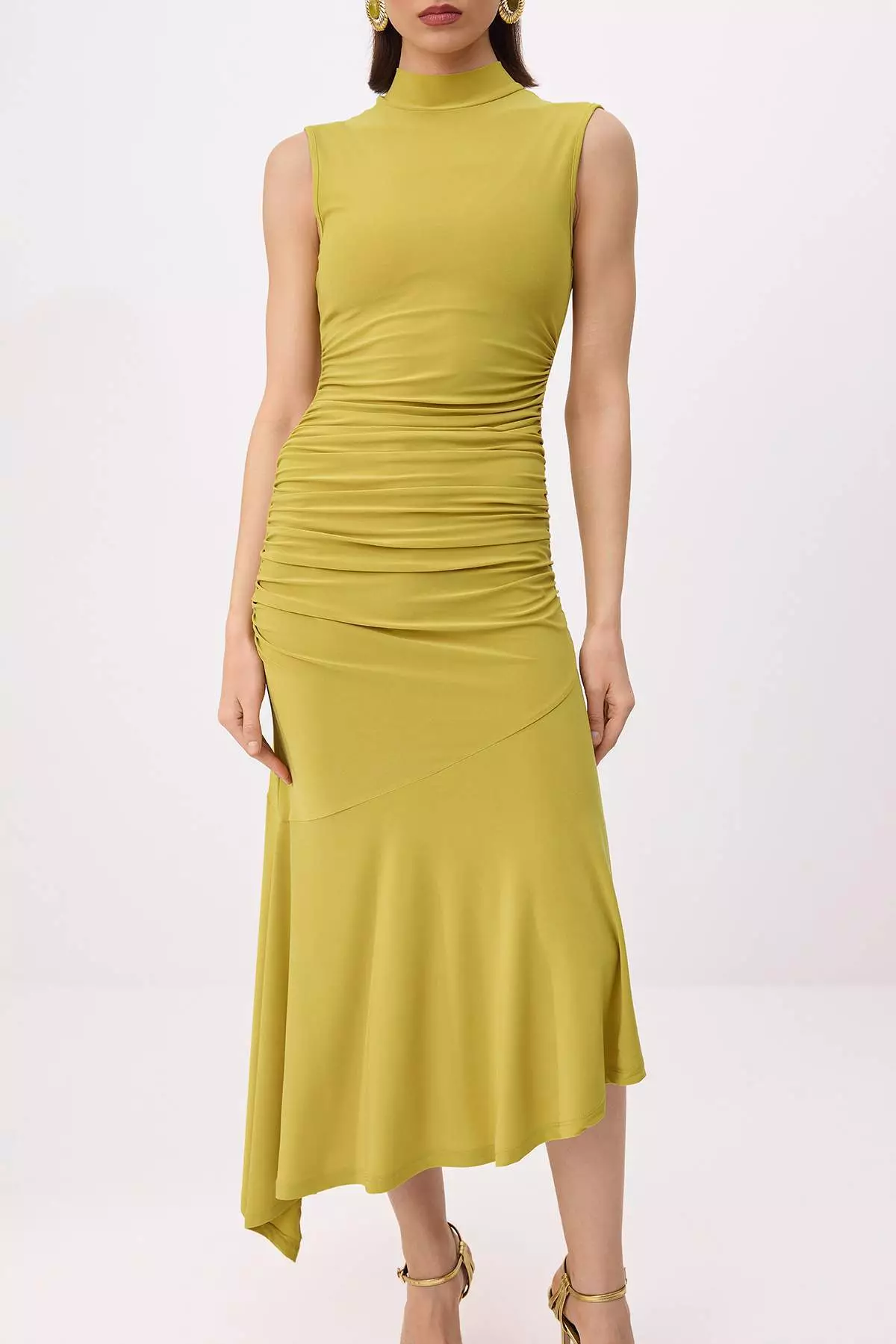 Oil Green Red Skirt Hem Ruffle Detailed Knitted Stylish Evening Dress Night Graduation Dress Tprss25El5