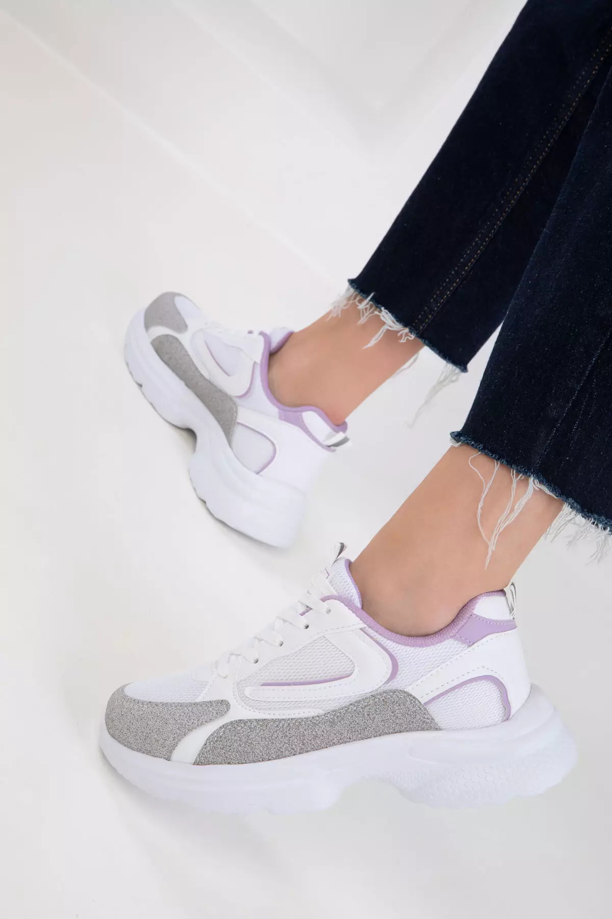 White-Lilac Women's Sneaker 20413