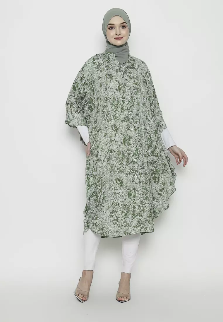 Urban Exchange Misha Kaftan Green - Gamis Kaftan Rayon