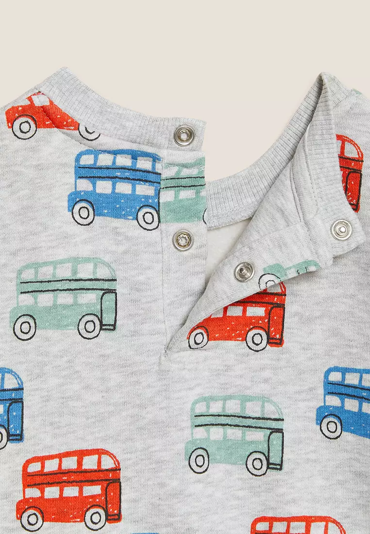 Cotton Rich Bus Print Sweatshirt