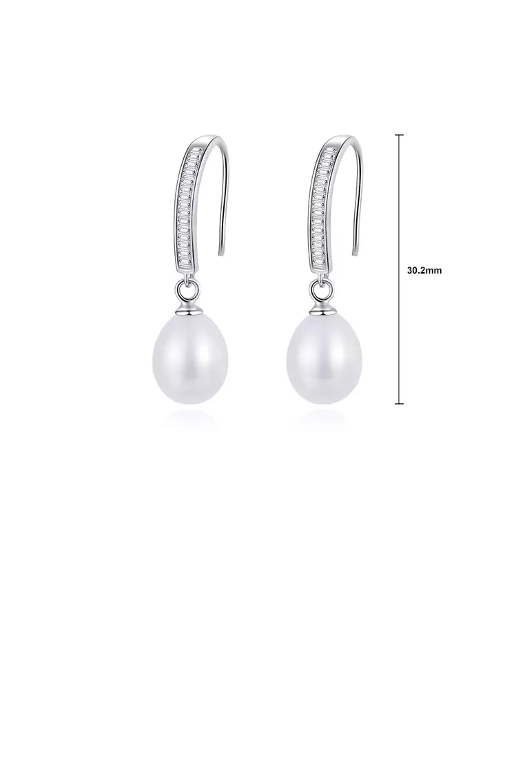 Freshwater pearl cheap drop earrings silver