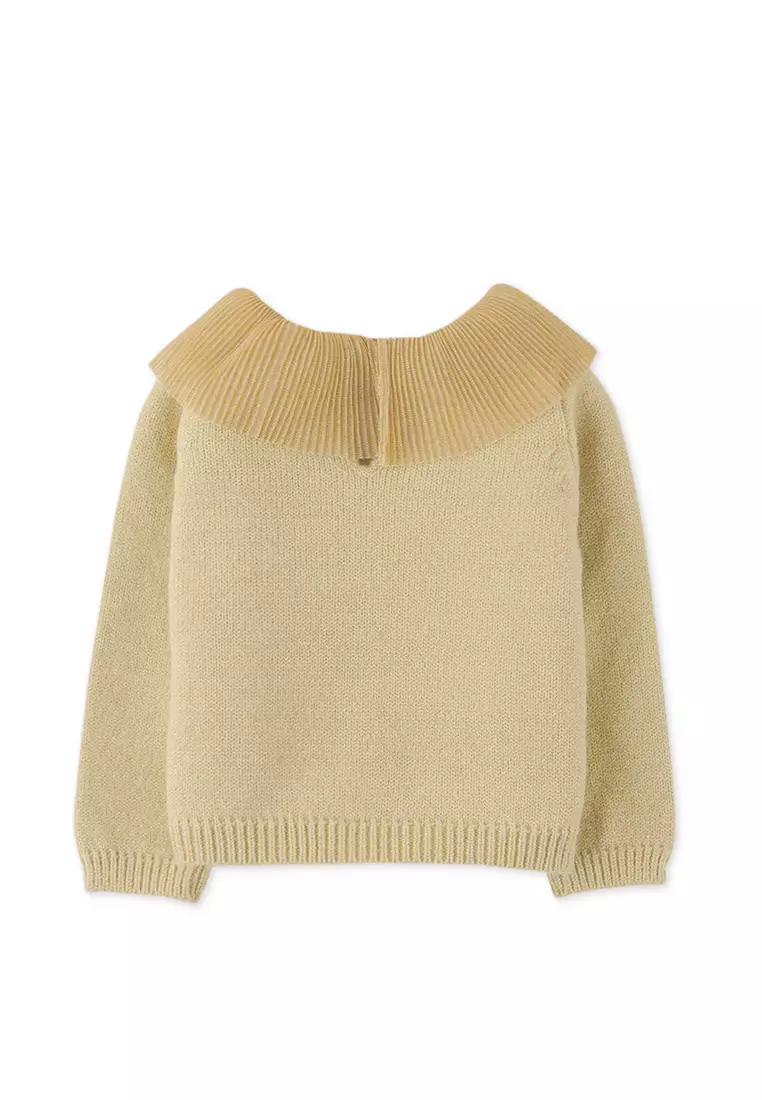 Baby Girls Pullover With Pleated Tulle Collar