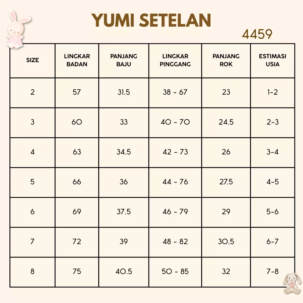 Two Mix - Yumi Setelan Anak Perempuan Lebaran - Set Baju Vest Rok Anak Cewek Korea Style 1-8 Thn 4459 BISCUIT