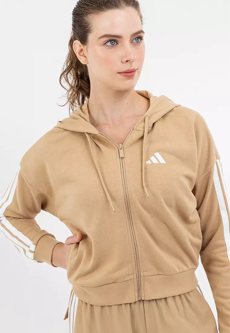 Essentials 3-Stripes French Terry Full-Zip Hoodie