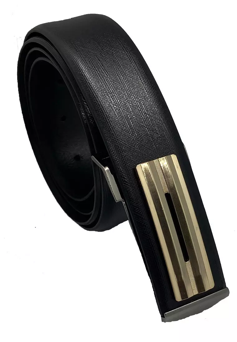 Leather Belt Men - Luxury Designer Belt Exclusively Designed Buckles - Premium Quality Leather - Business Evening Designer Wear -LUX03 Black Belt - Oxhide