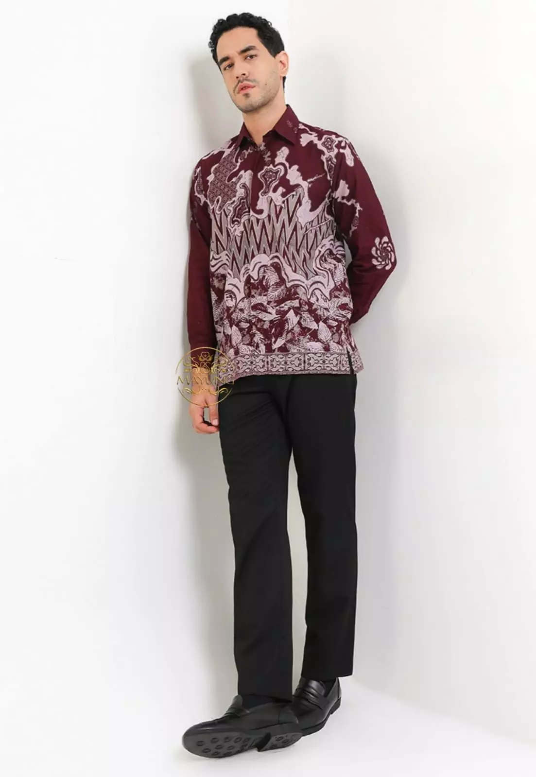 Respati Maron Kemeja Batik Pria Premium Lengan Panjang NLN