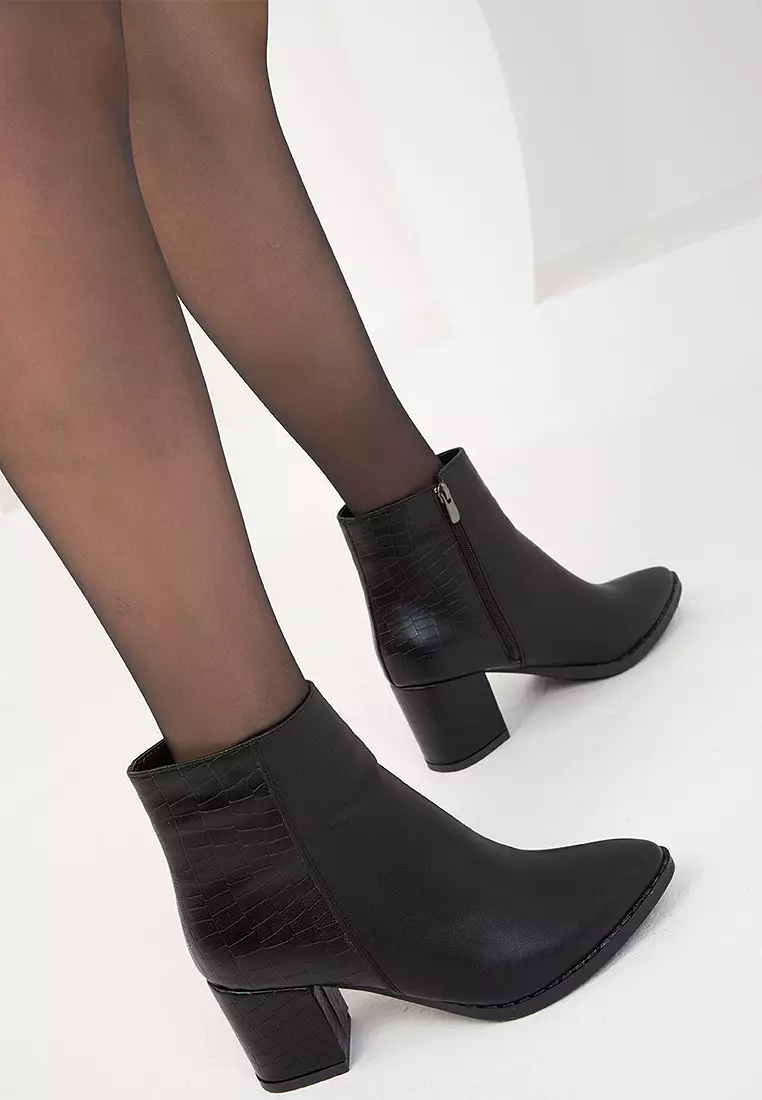 Pointed Toe Heeled Ankle Boots