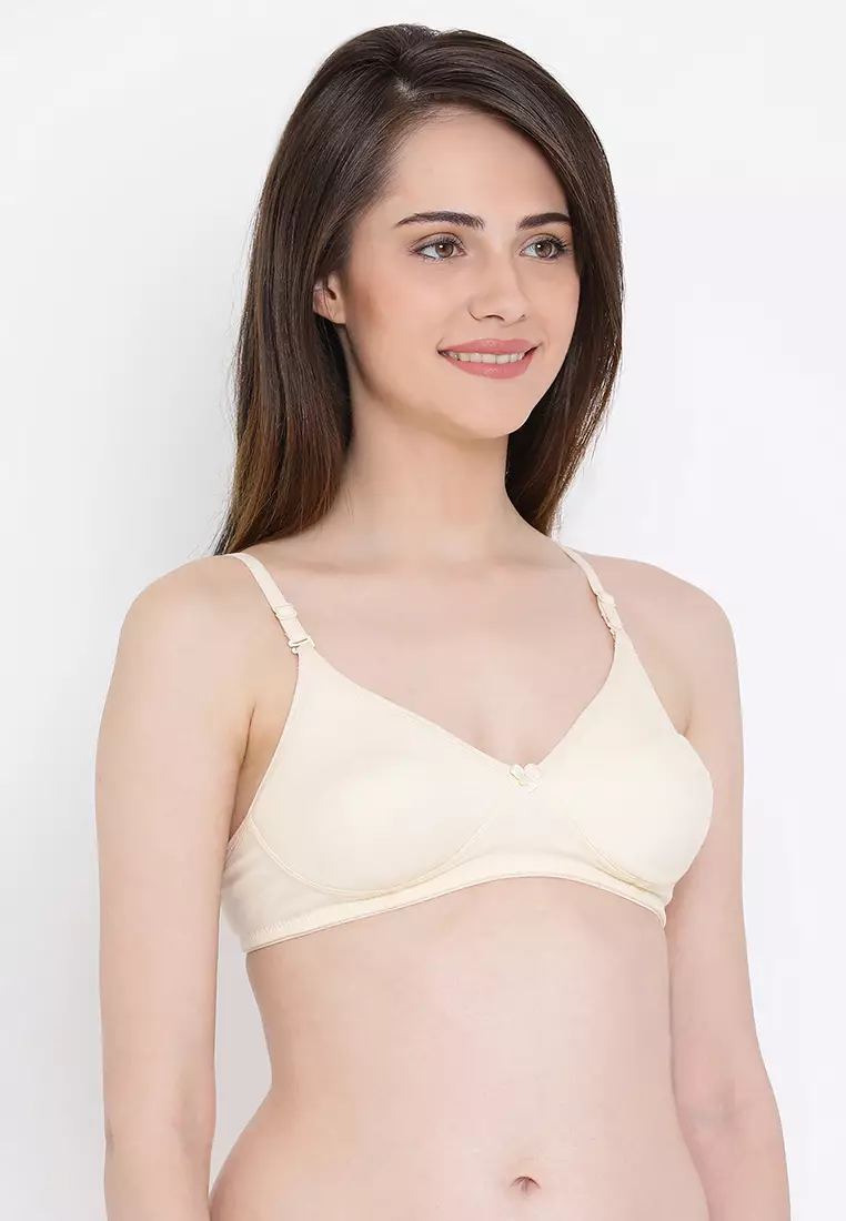 Lightly Padded Non-Wired Full Cup Multiway T-shirt Bra in Cream Colour - Cotton Rich