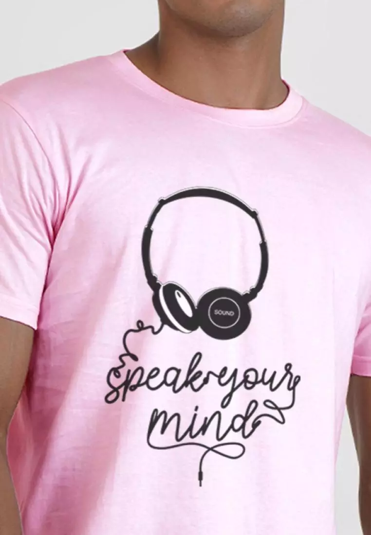 Buy QuirkyT Speak Your Mind Pink Cotton Short Sleeve Crew Neck