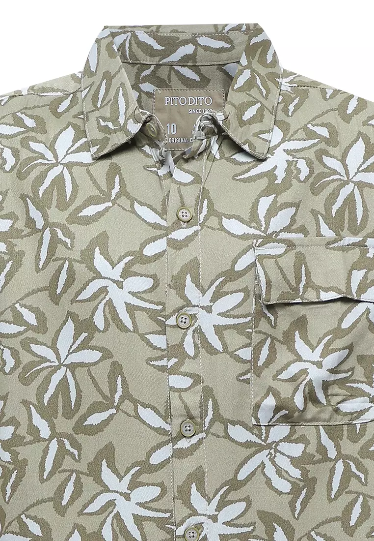 Pito Dito Boy Gallegos Kemeja Pendek Anak Army Motif Flora