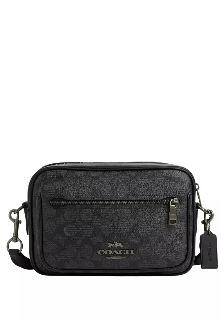 Buy Coach Mens Elias Crossbody In Signature Canvas Charcoal