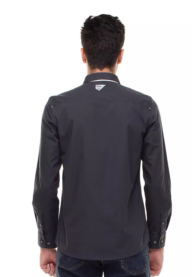 Johnwin - Slim Fit - Kemeja Casual - Lengan Panjang - Hitam - ASH.670.S871.618.C-L/S - Free Keychain