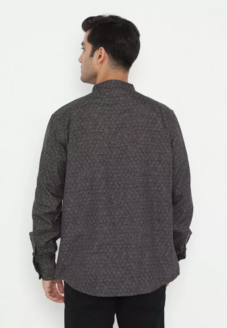 POLICE Kemeja Koko Printing Cotton Soft Regular Fit Lengan Panjang Pria