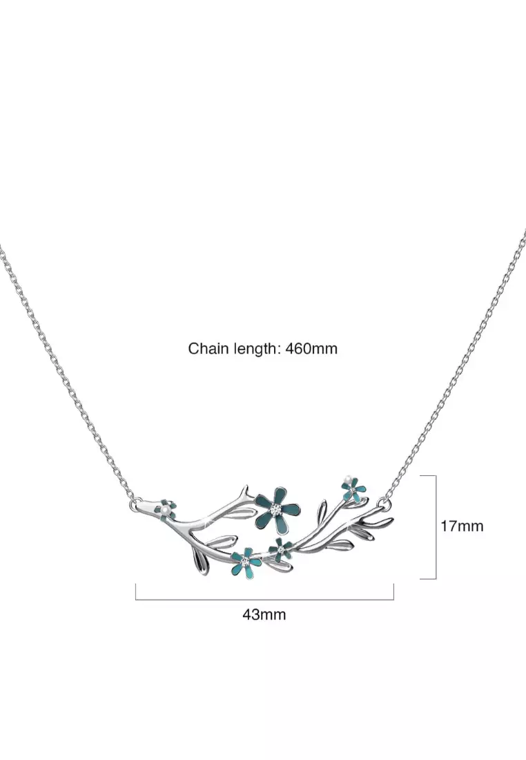 Petalia Turquoise Blue Necklace Featured SWAROVSKI® Crystals in White Gold