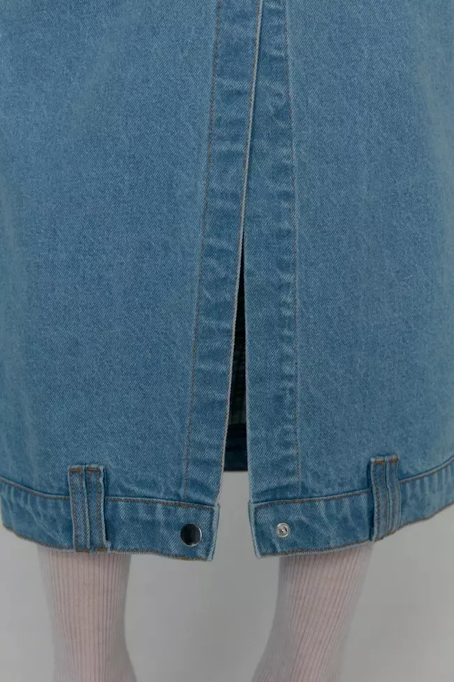 Up Side Down Denim Maxi Skirt