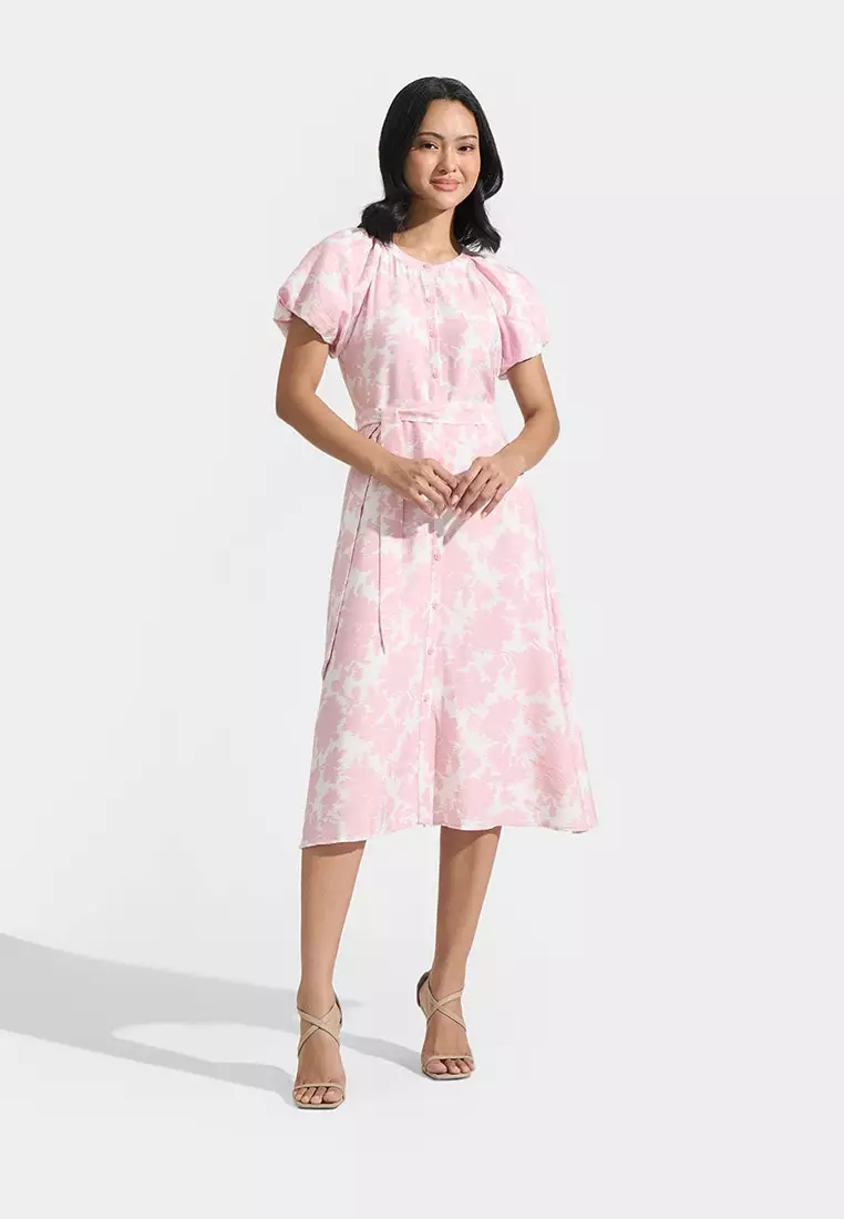 Floral All-Over Print Button Down Dress