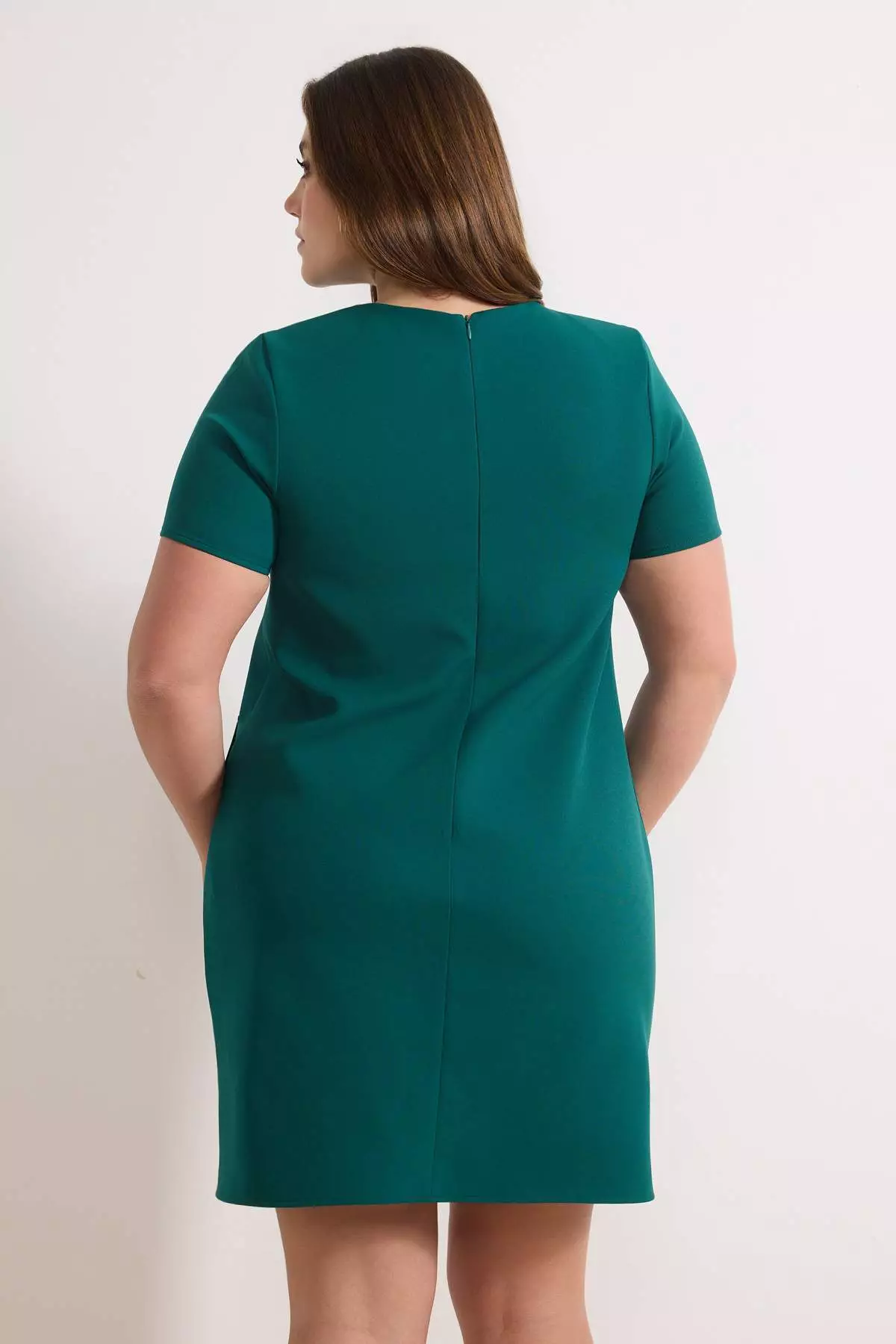 Limited Edition Emerald Green Padded Shoulders A-Line Mini Woven Plus Size Dress Tbbss26Ah00090
