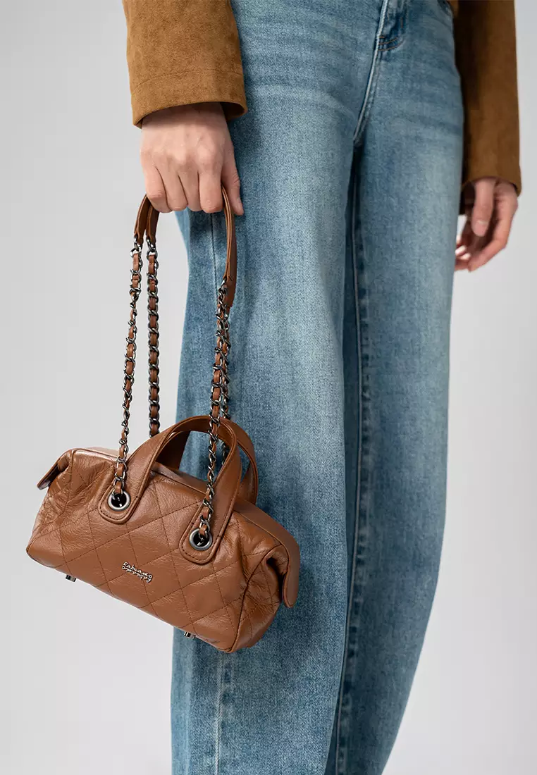 Chain Top Handle Tool Box Bag - Caramel