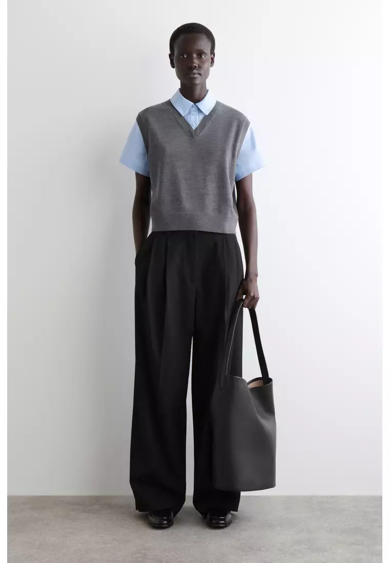 LAYERED MERINO WOOL SHIRT VEST