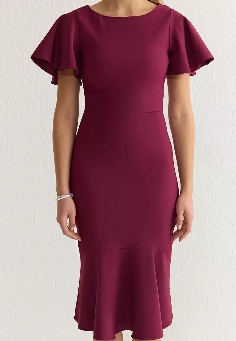 Flounce Hem Midi Dress