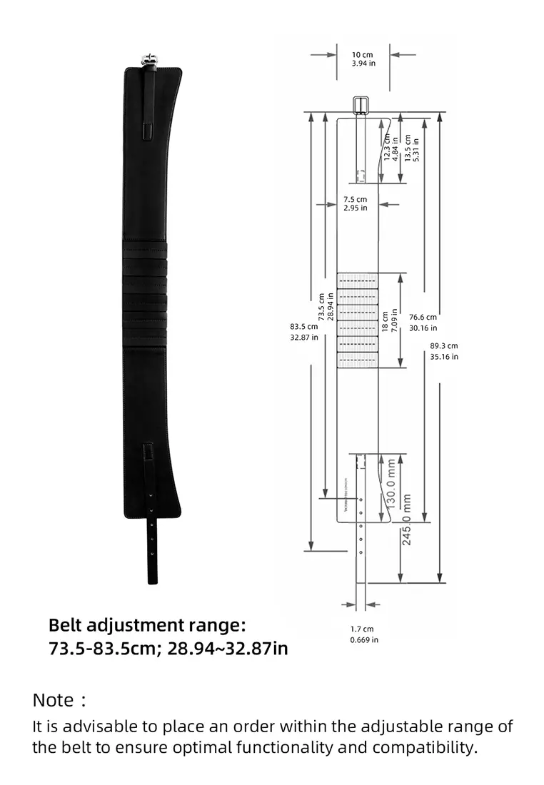 Noa 女士腰带宽版可调节，带弹性及针扣 - 黑色