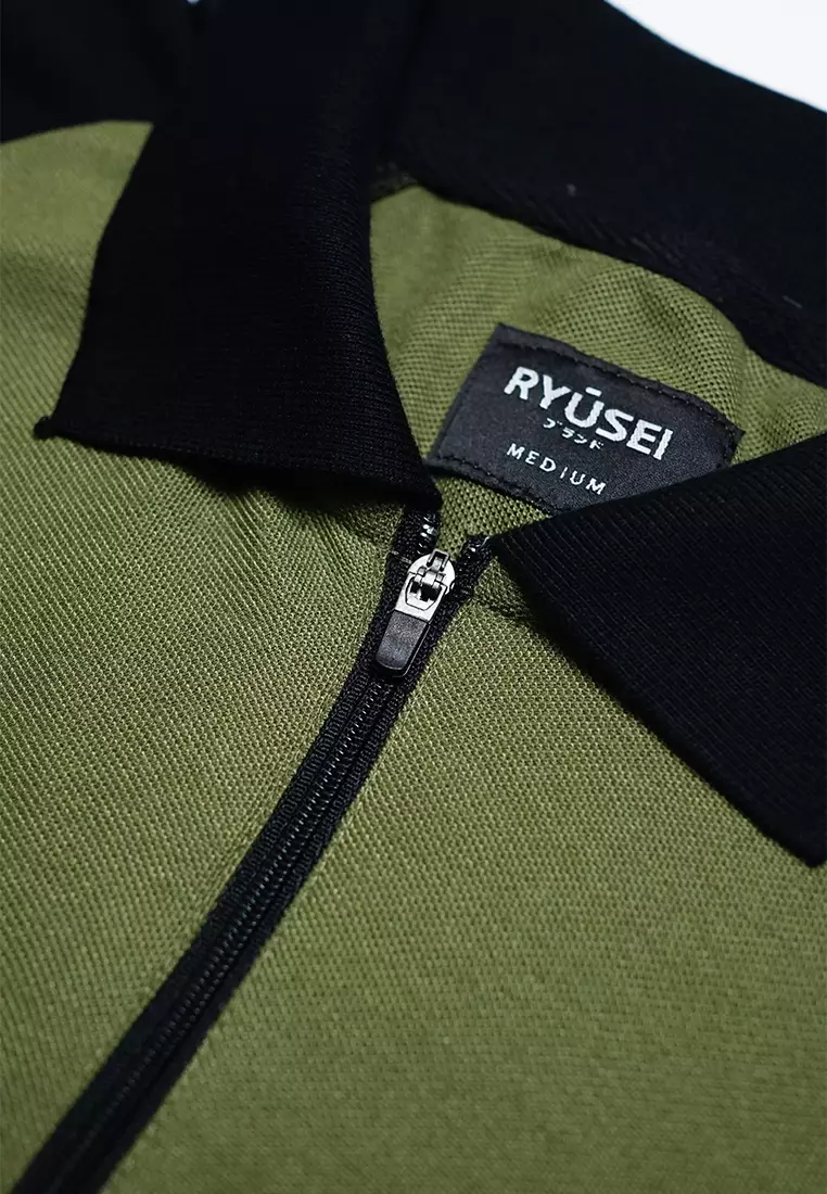 Ryusei Polo Pria Kazushi Army Green