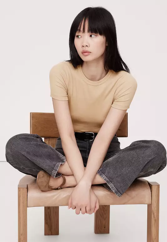 Ribbed Short-Sleeve T-Shirt