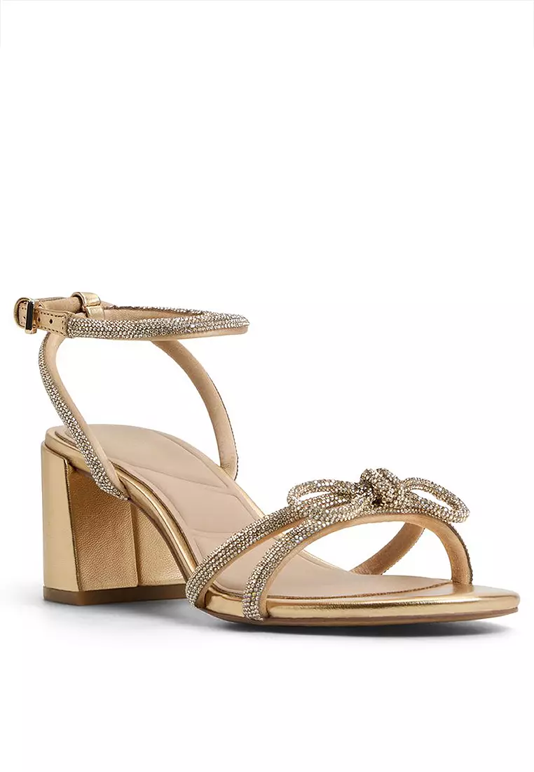 Bouclette Ankle Strap Block Heels