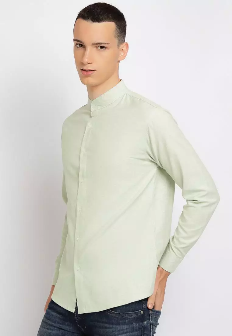 PAULMAY Kemeja Koko Formal Pria Lengan Panjang - Olive Shirts