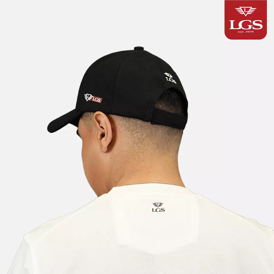 LGS - Topi Casual Pria - Bordir Motif Kubus Merah - Hitam - Cap Baseball - CCA.443.359.333.C