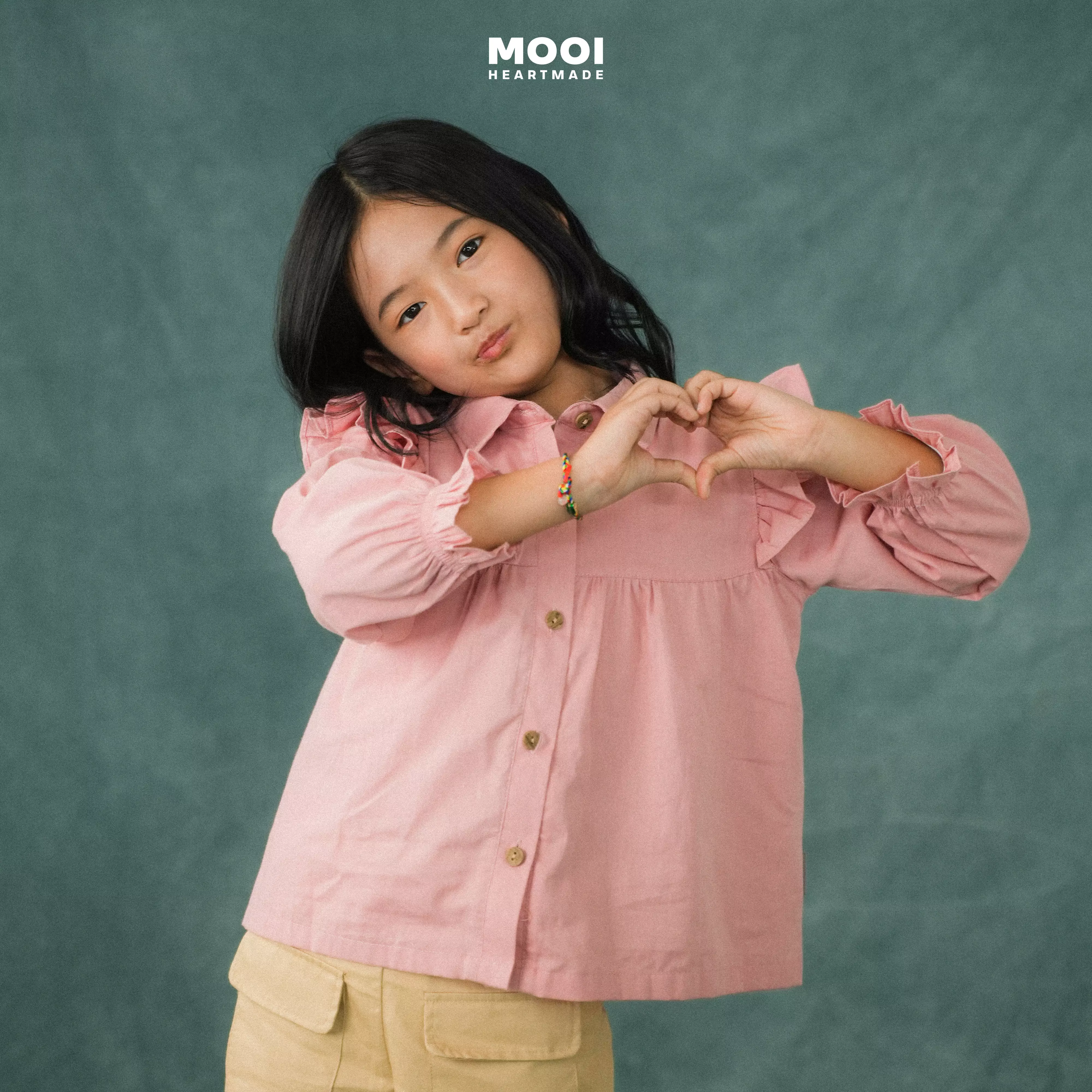 Mooi Atasan Anak Perempuan Amelia Top - Dusty Blue