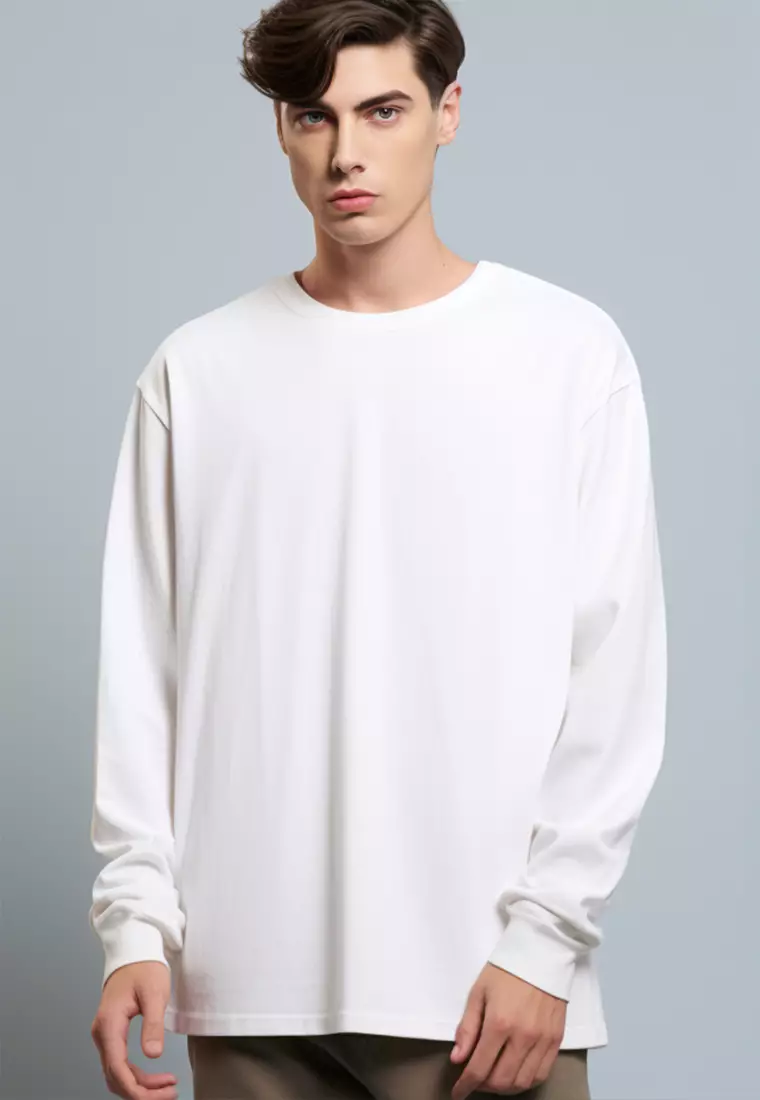 MTV07 kaos lengan panjang premium arm "thdysign stamp" putih