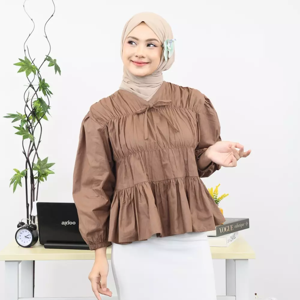 Liora Rubber Blouse - Soft Mahogany M19572 R91S6