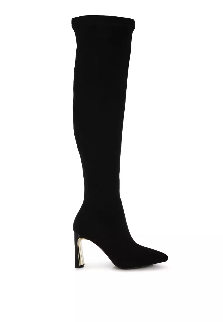 Discount on London Rag  shoes - SKU: Black Slim Block Heel Long Boots