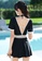 A-IN GIRLS black and white Elegant Deep V Piece One Piece Swimsuit 8FE01US2FD1A18GS_2