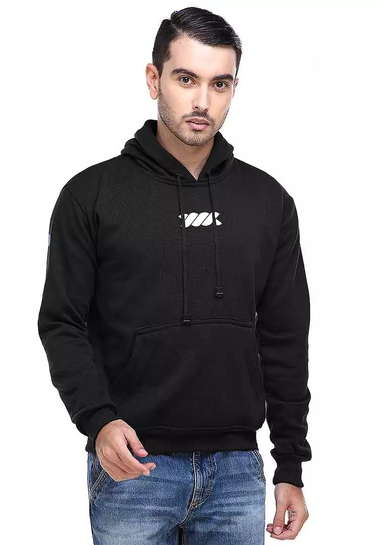 Clover Jaket Hoodie Sweater Pria Chess Centre Casual Jacket Material Fleece ORIGINAL - Black