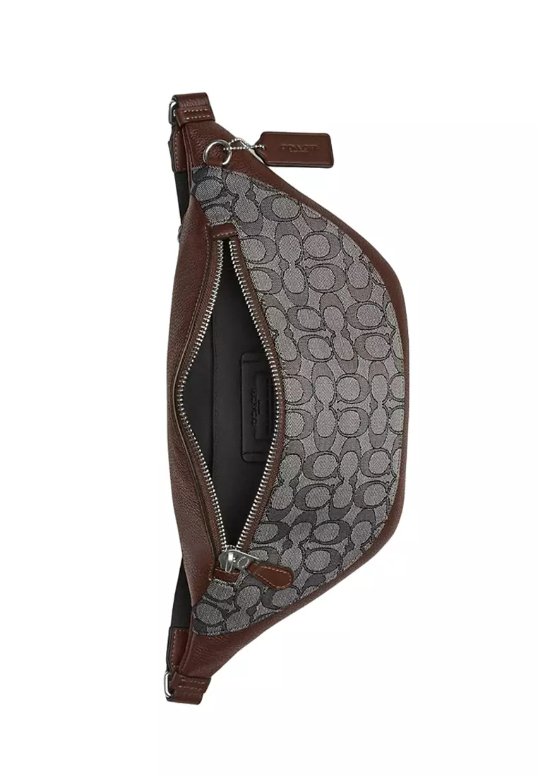 Mens Warren Belt Bag In Signature Jacquard Maple Brown