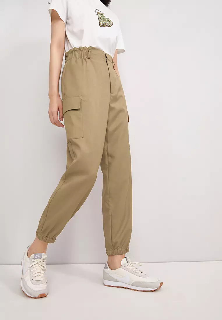 Women's High Waist Suspender Jogger Pants With Chains