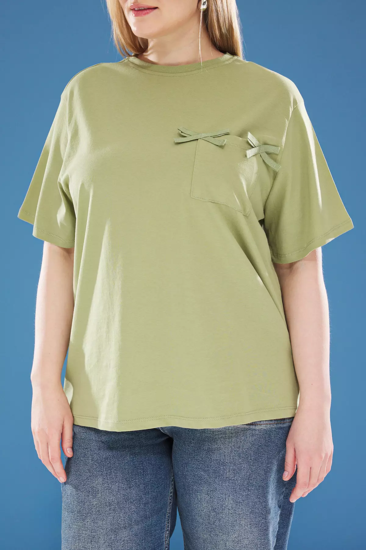 Plus Size Pocket Bow Detail T-shirt