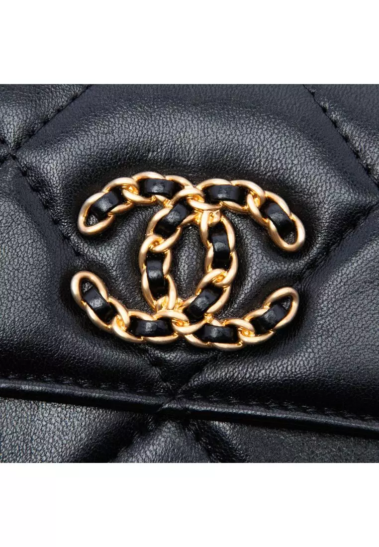 Pre-Loved Chanel Quilted Lambskin 19 Flap Coin Purse With Chain