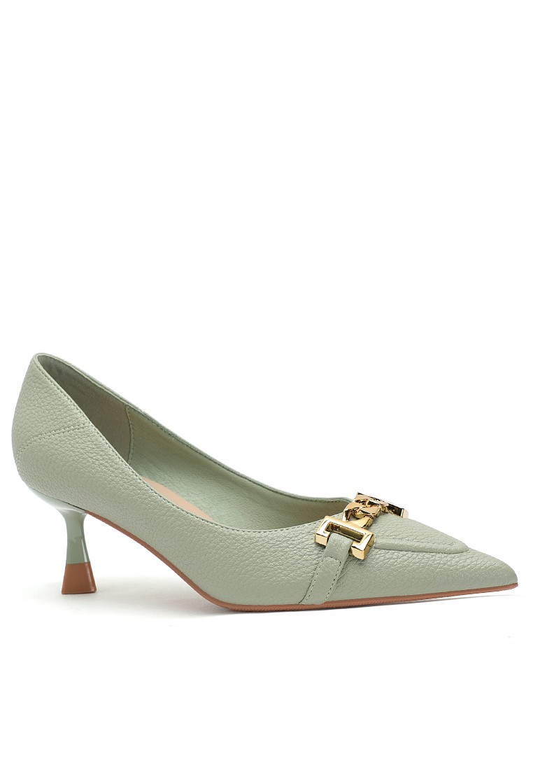 6CM Horsebit Buckle Pointy Faux Leather Pumps 2161-8