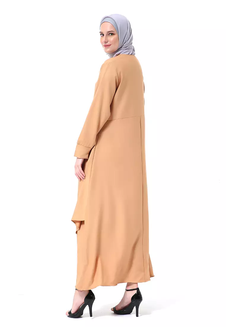 Khalista Gamis Dress Muslimah Lengan Panjang Regular Fit Premium High Quality - Mocca