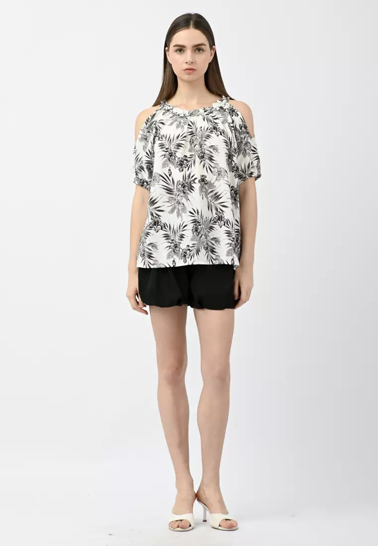 Cold Shoulder Floral Shirt