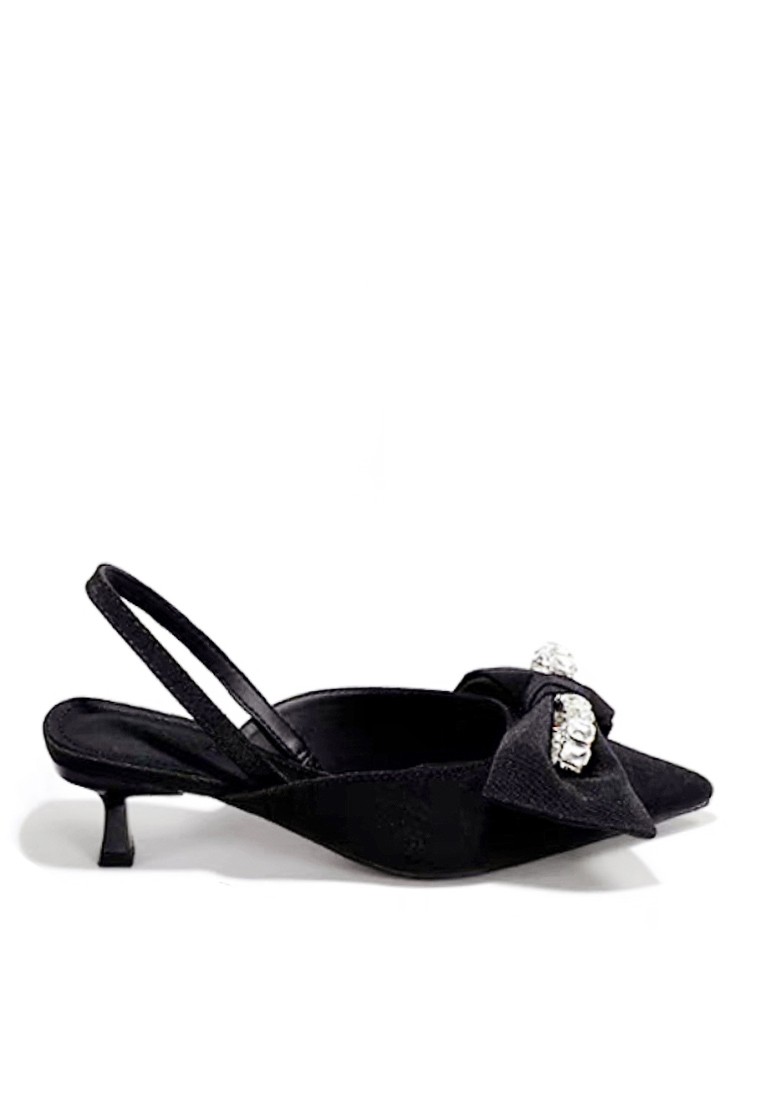VANSA Imitation Diamond Bow Low Heel Sandals VSW-H3188-1