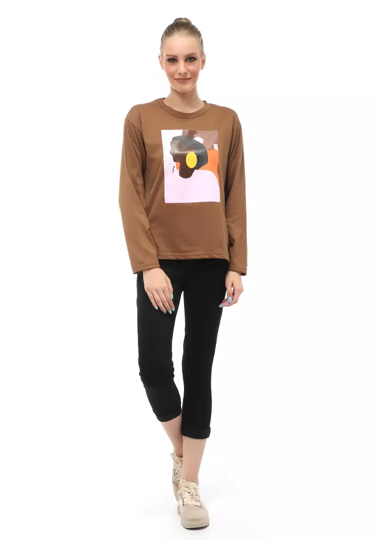 Dreama Kaos Oversized Long Sleeves Atasan Wanita Relaxed Fit - Mopan Two Faces