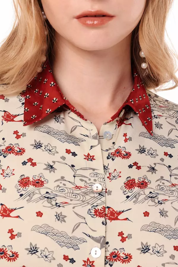 MINIMAL - Eriana - Dress Lipit Motif Gringsing - Red Warna Red