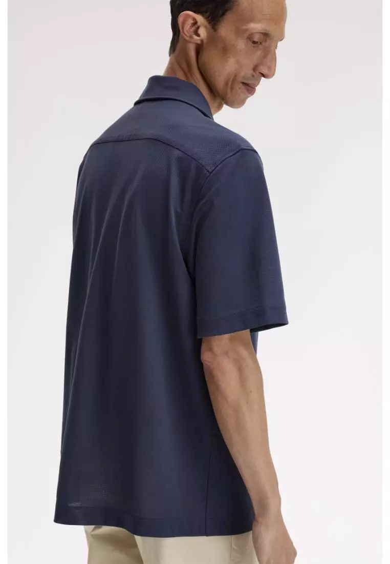 Fred Perry M1745 Compress Mesh Revere Collar Shirt (Dark Airforce)