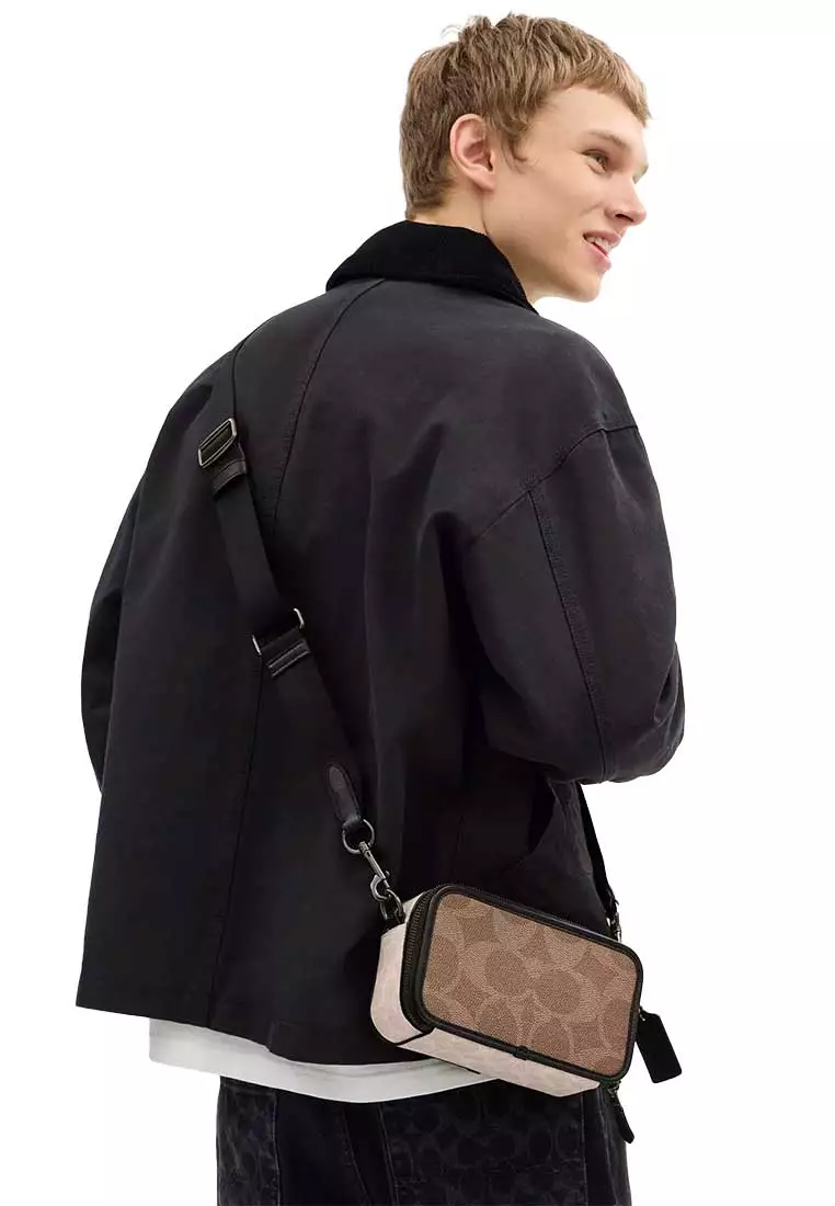 Wyatt Crossbody Bag In Blocked Signature Canvas Sand/Tan CAB80