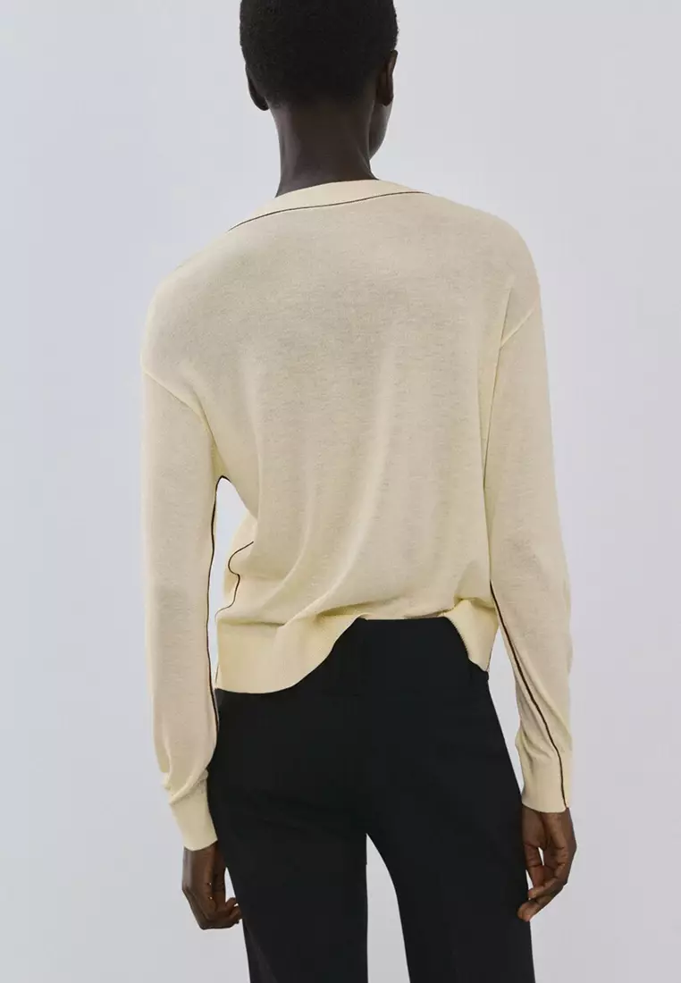 V-Neck with Contrasting Trim Sweater